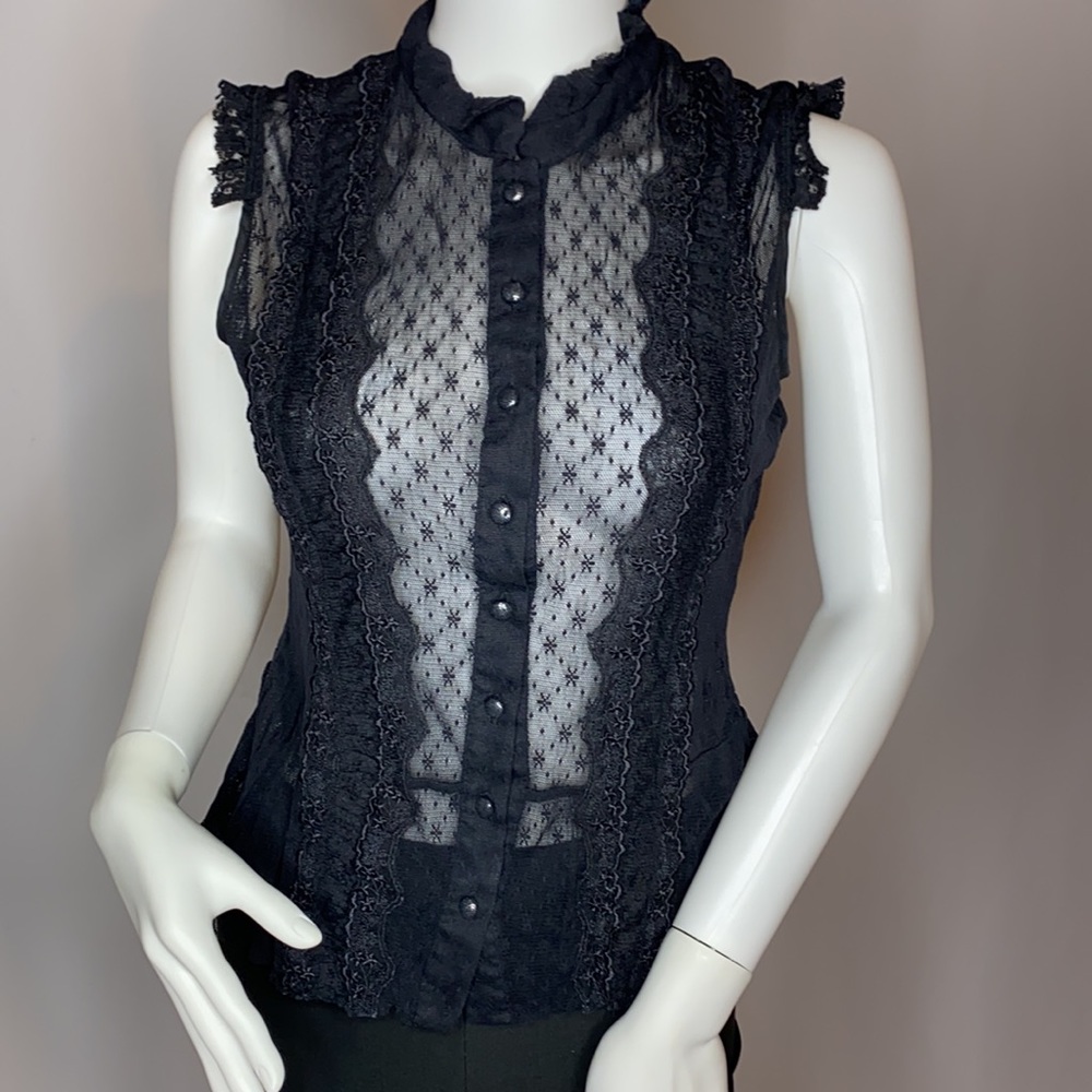 Free People Black Lace Top